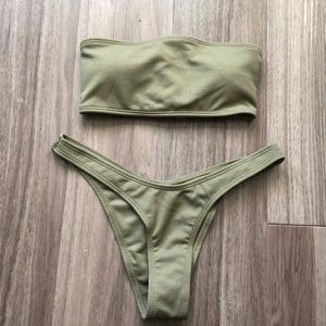 NWOT Olive green bandeau Bikini Swim